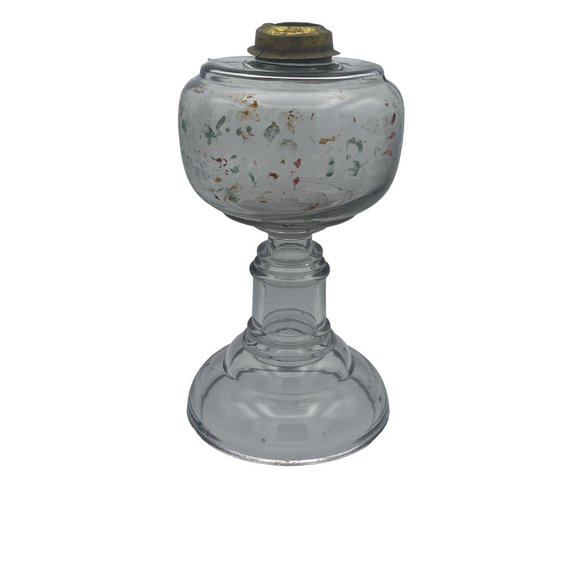 Antique Oil Stand Lamp Handpainted Floral Design Missing Regulator and Chimney - Picture 1 of 4